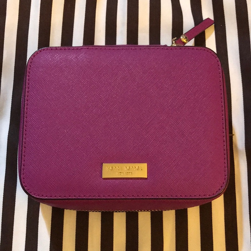 Henri Bendel Dark Pink Leather Travel Jewelry Organizer